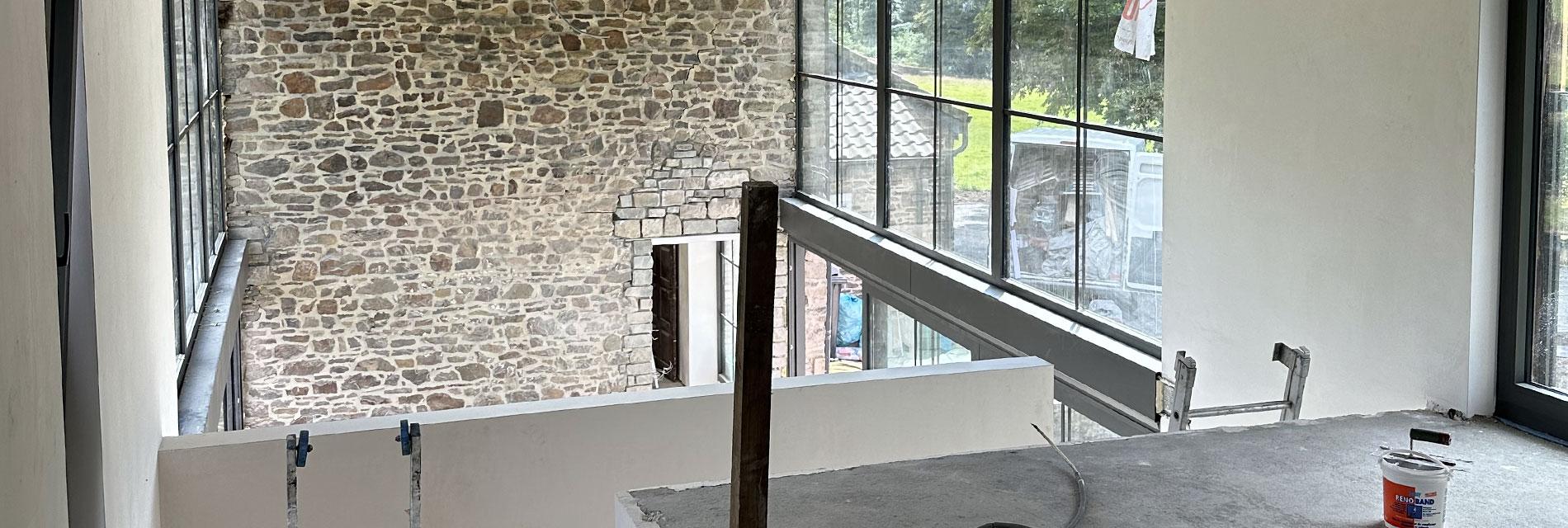 chantier de plafonnage à Marche-en-Famenne